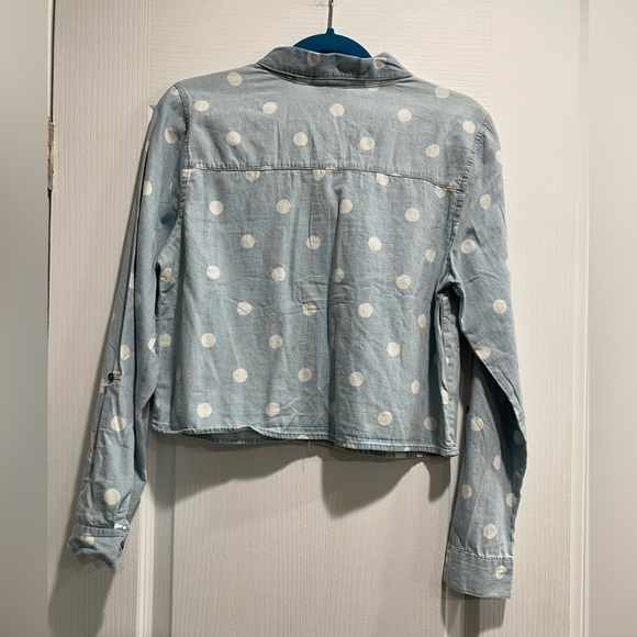 CHAMBRAY LG POLKA DOT CROPPED SHIRT (F) - Picture 6 of 11